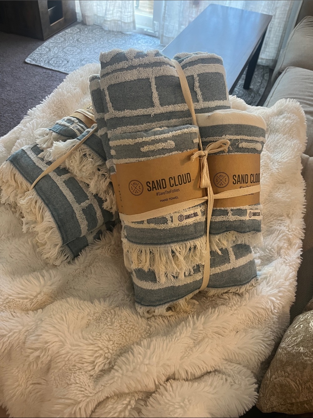 NWT Sand Cloud Shower and Hand Towel Set
